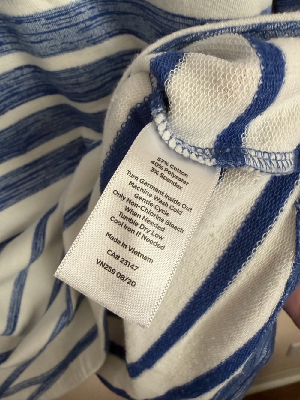 T by Talbots Striped Cowl Neck Pullover Sweater Petite Medium Blue White PM - Picture 3 of 9